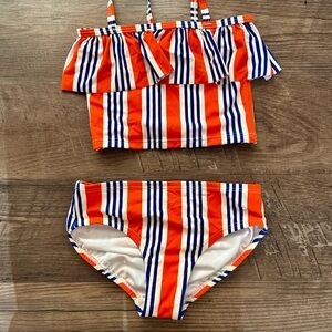 Hanna Anderson Striped Orange and Blue Kids Swim Set